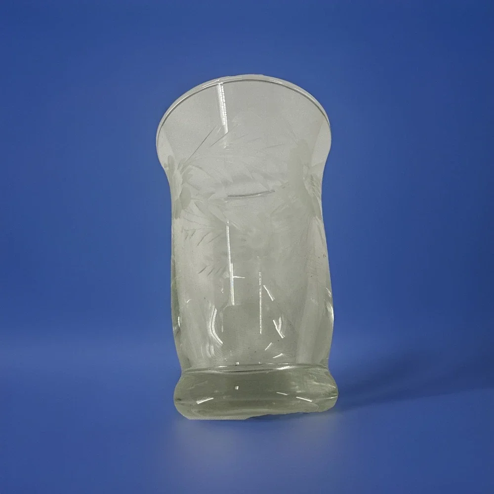 Vintage Etched Glass Mini Bud Vase 3 3/8